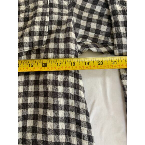Anthropologie Isadora Button Back Tunic Top Black White Gingham Shirt Medium - Picture 7 of 12